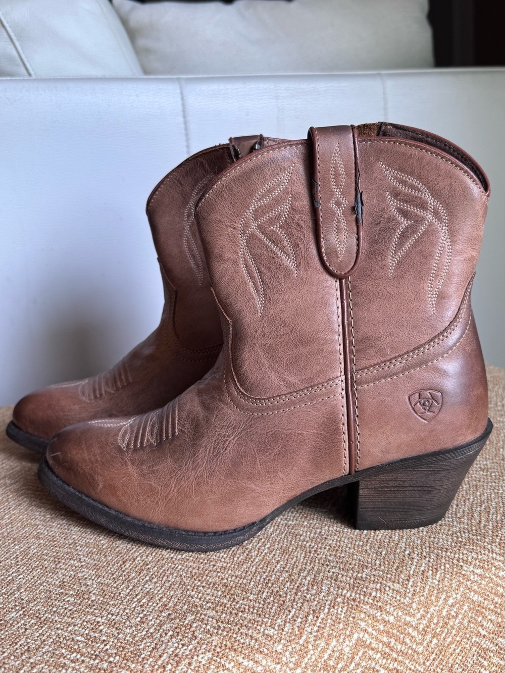 Ariat Tan Brown Western Ankle Booties